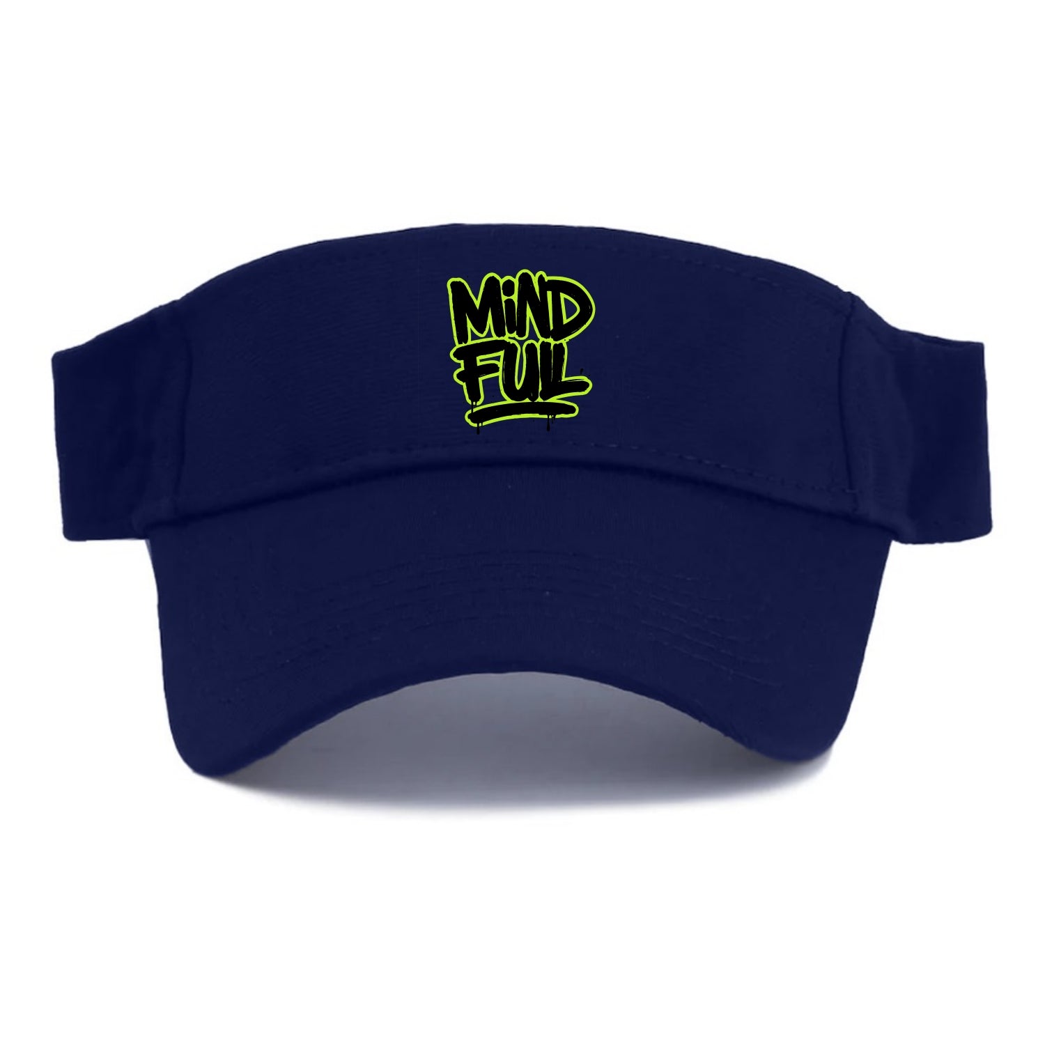 Bold typography design - "MINDFUL" - present awareness, conscious living - Visor - Navy