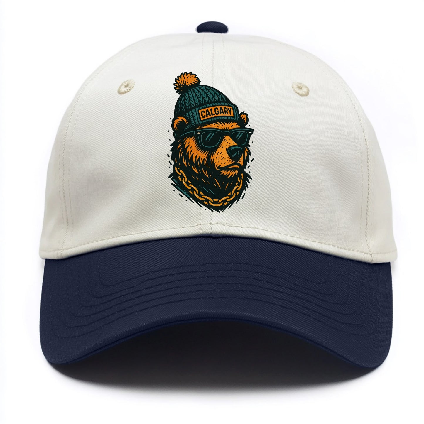 Calgary Grizzly Bear wearing Calgary bea - Two Tone Cap - Navy