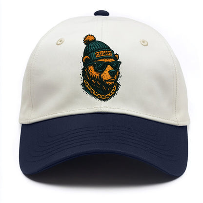 Calgary Grizzly Bear wearing Calgary bea - Two Tone Cap - Navy
