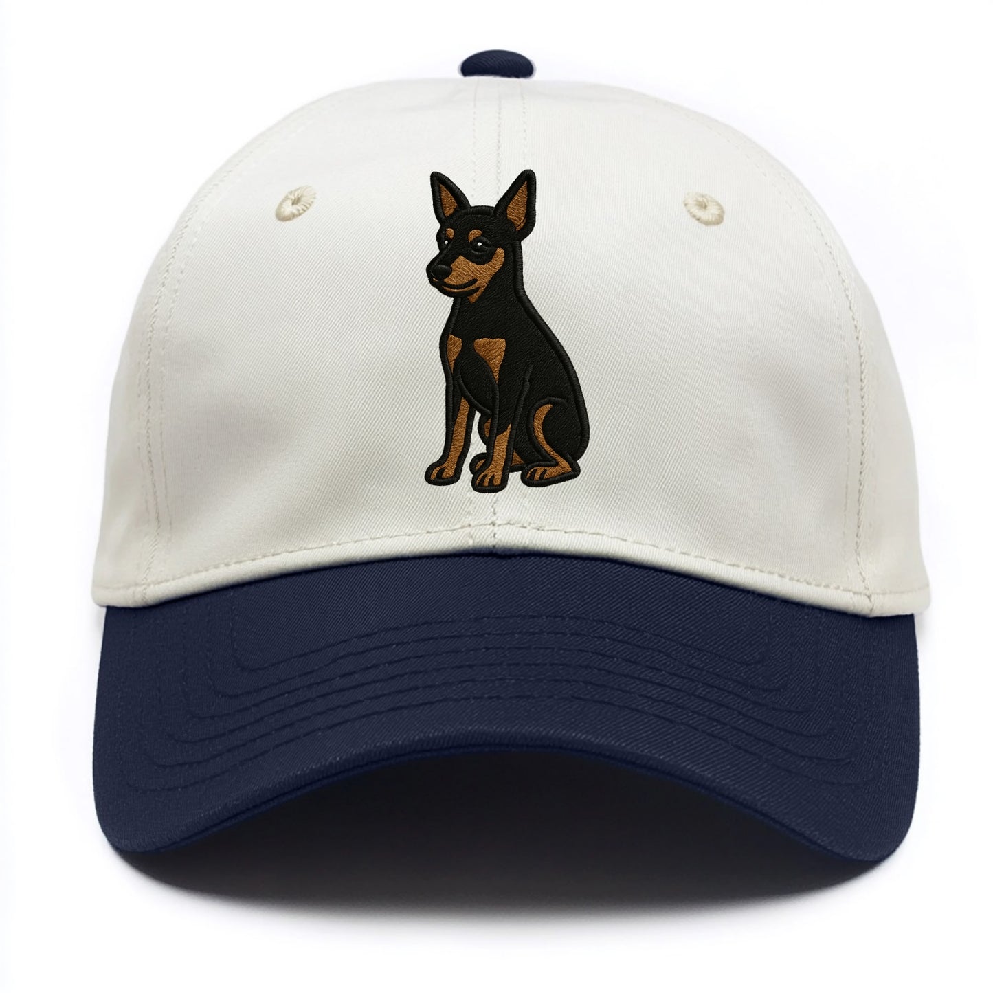 Miniature Pinscher - Black and tan sitti Two Tone Cap - Navy