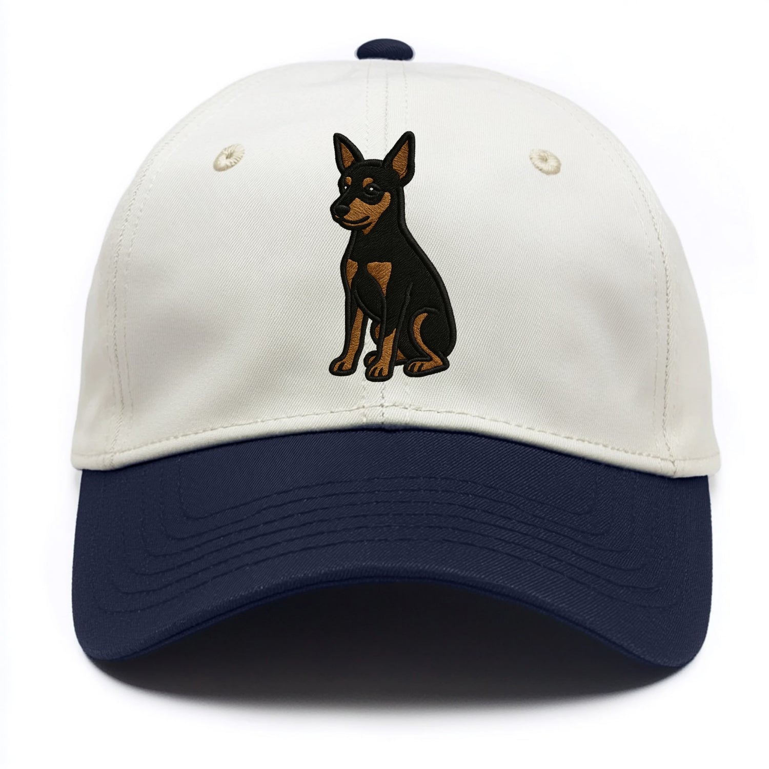 Miniature Pinscher - Black and tan sitti Two Tone Cap - Navy