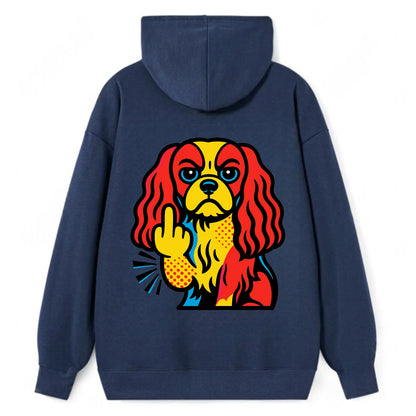 Cavalier King Charles Spaniel with long ears, regal paw giving finger - Classic Pullover Hoodie - Navy