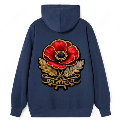 MEMORIAL POPPY - red poppy flower in scarlet , remembrance - Classic Pullover Hoodie - Navy