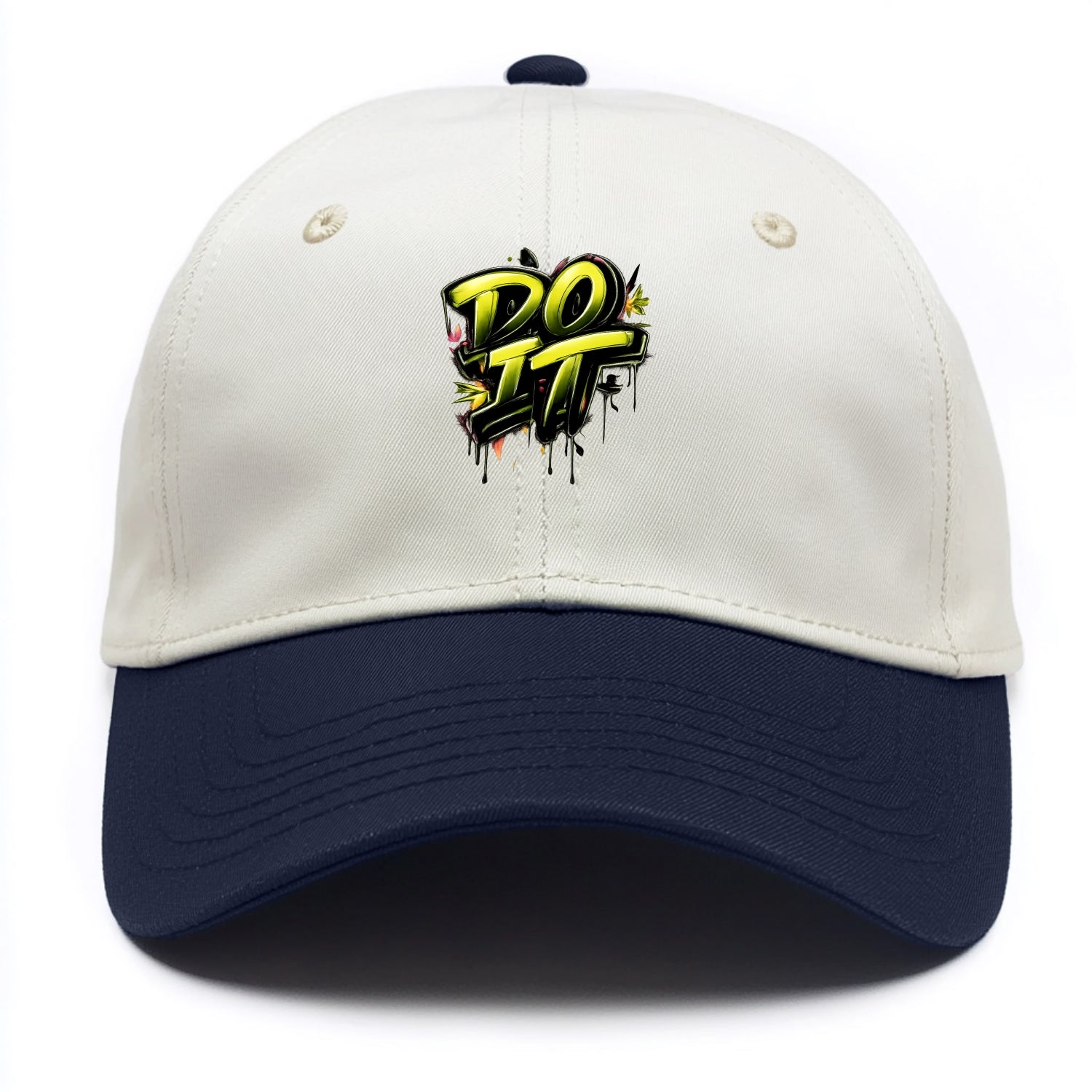 Bold typography design - "DO IT" - just do it, stop waiting - Two Tone Cap - Navy