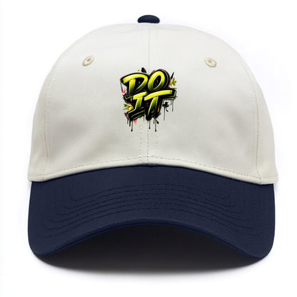 Bold typography design - "DO IT" - just do it, stop waiting - Two Tone Cap - Navy