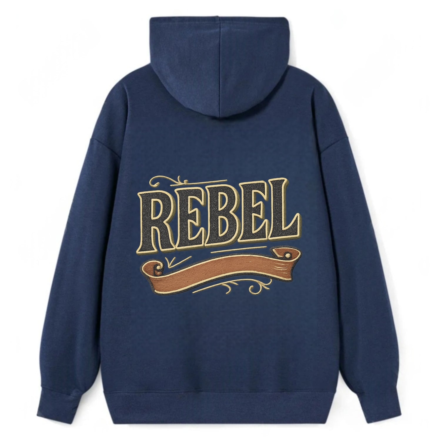 Bold typography design - "REBEL" - nonconformist, rule breaker, - Classic Pullover Hoodie - Navy