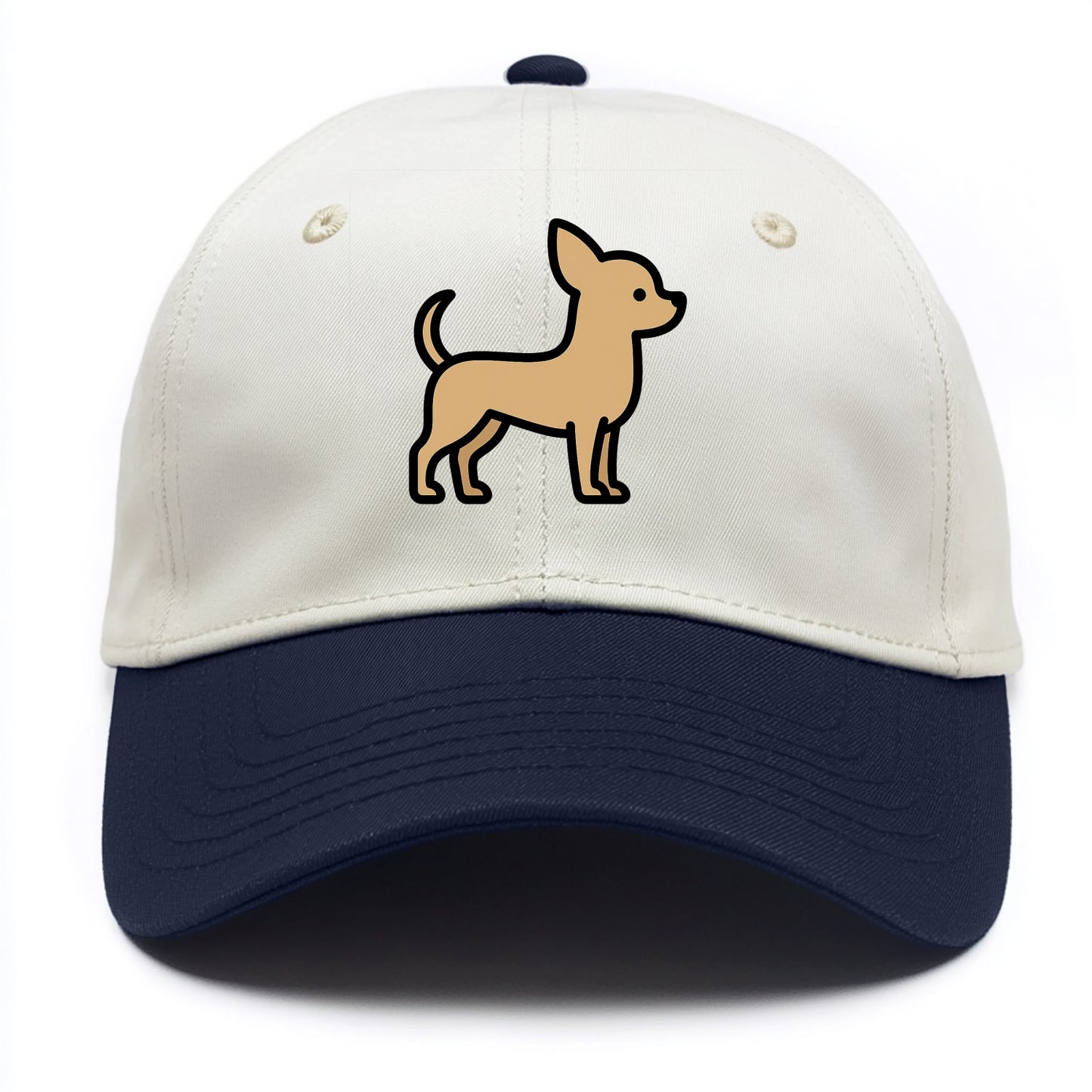 Chihuahua - Tan smooth coat flat side profile - Two Tone Cap - Navy