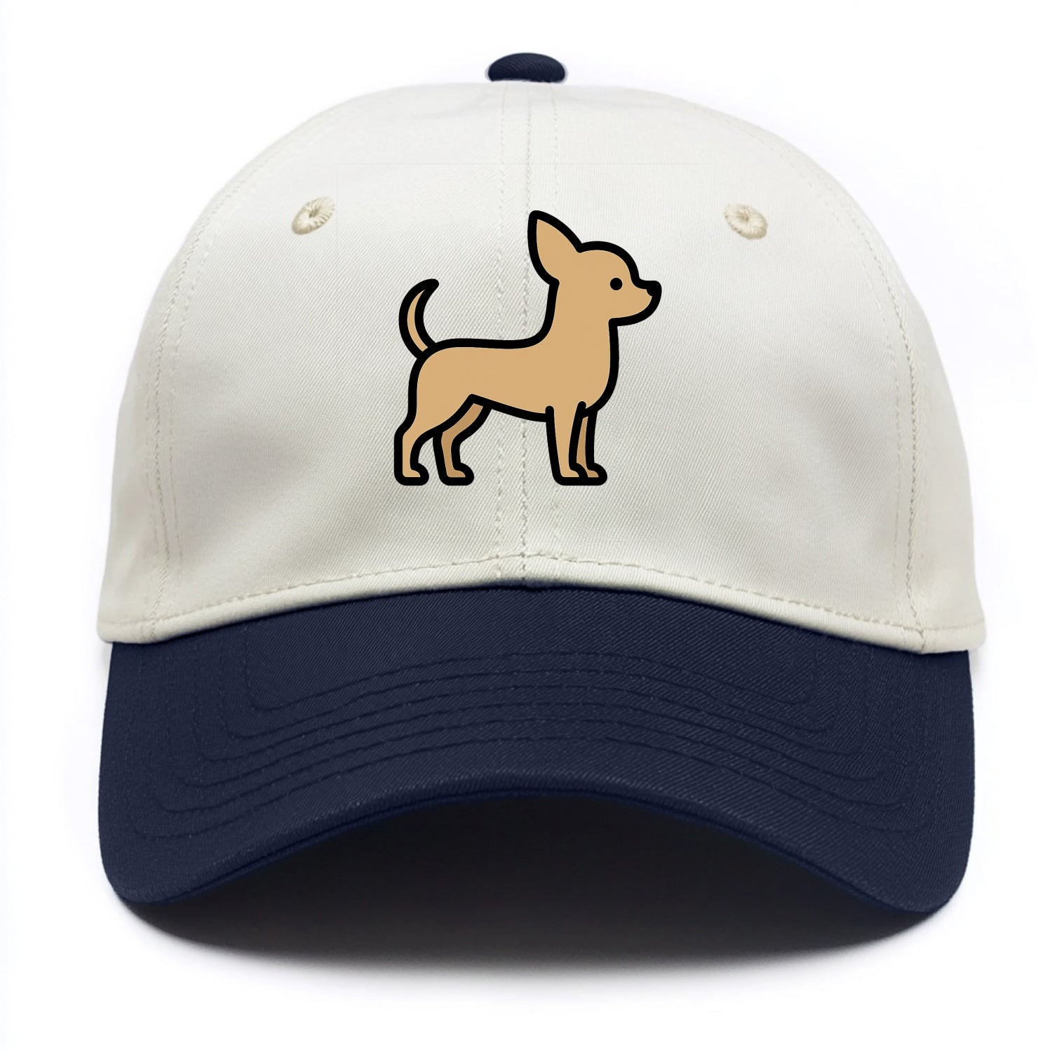 Chihuahua - Tan smooth coat flat side profile - Two Tone Cap - Navy