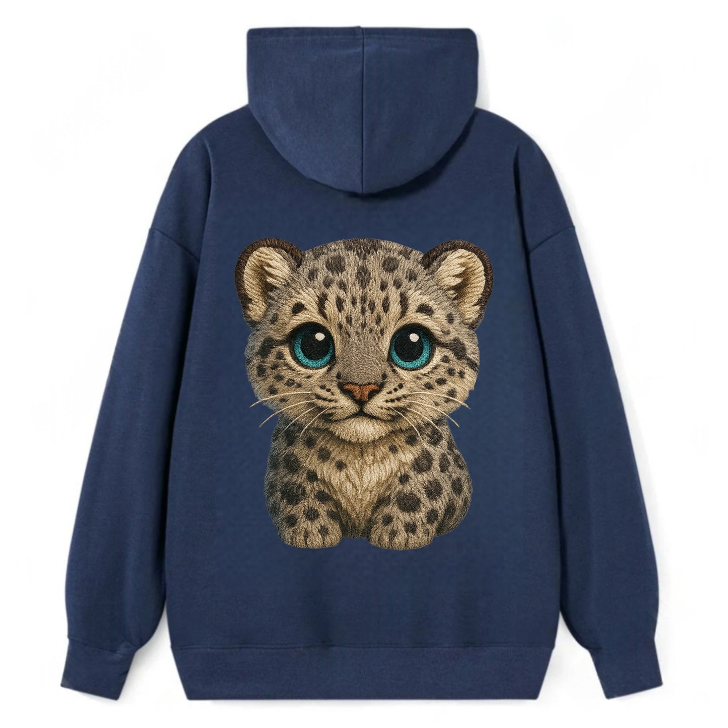 Baby Snow Leopard Cub - gray spotted, thick fur, blue-green eyes, - Classic Pullover Hoodie - Navy