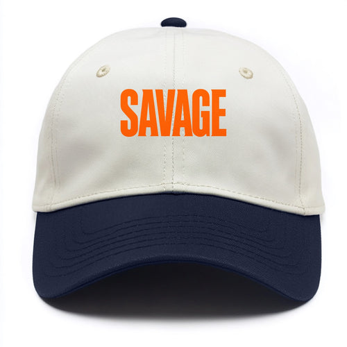Bold typography design - SAVAGE - fierce attitude, taking no prisoners - Two Tone Cap