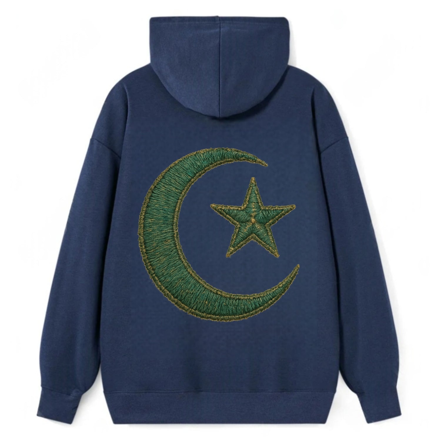 Crescent Moon and Star - Classic Pullover Hoodie - Navy
