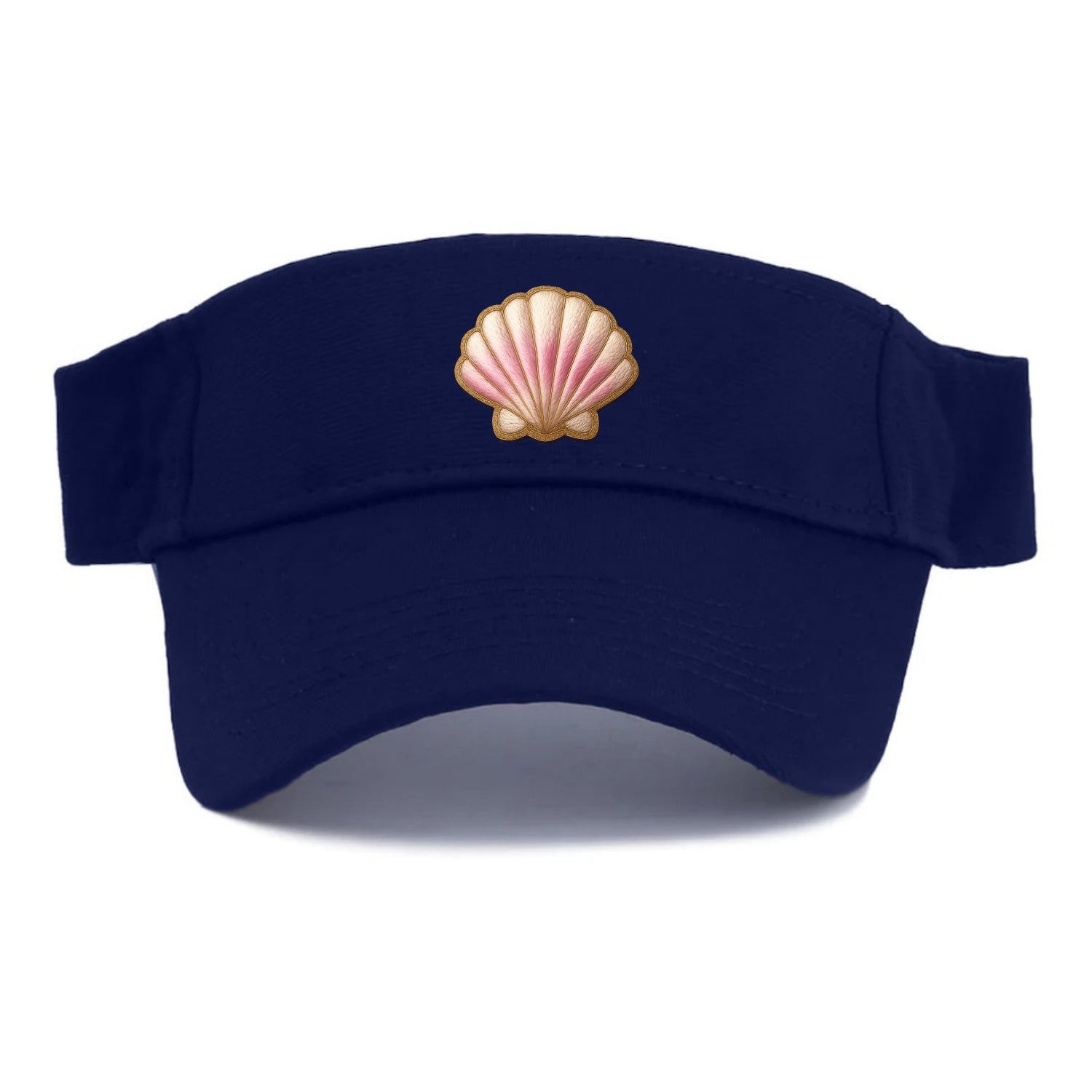 SEASHELL SCALLOP - scallop shell in cream and pink , beach - Visor - Navy