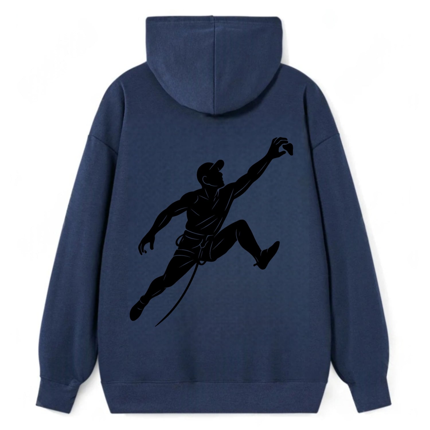Rock wall climber reaching hold - Classic Pullover Hoodie - Navy
