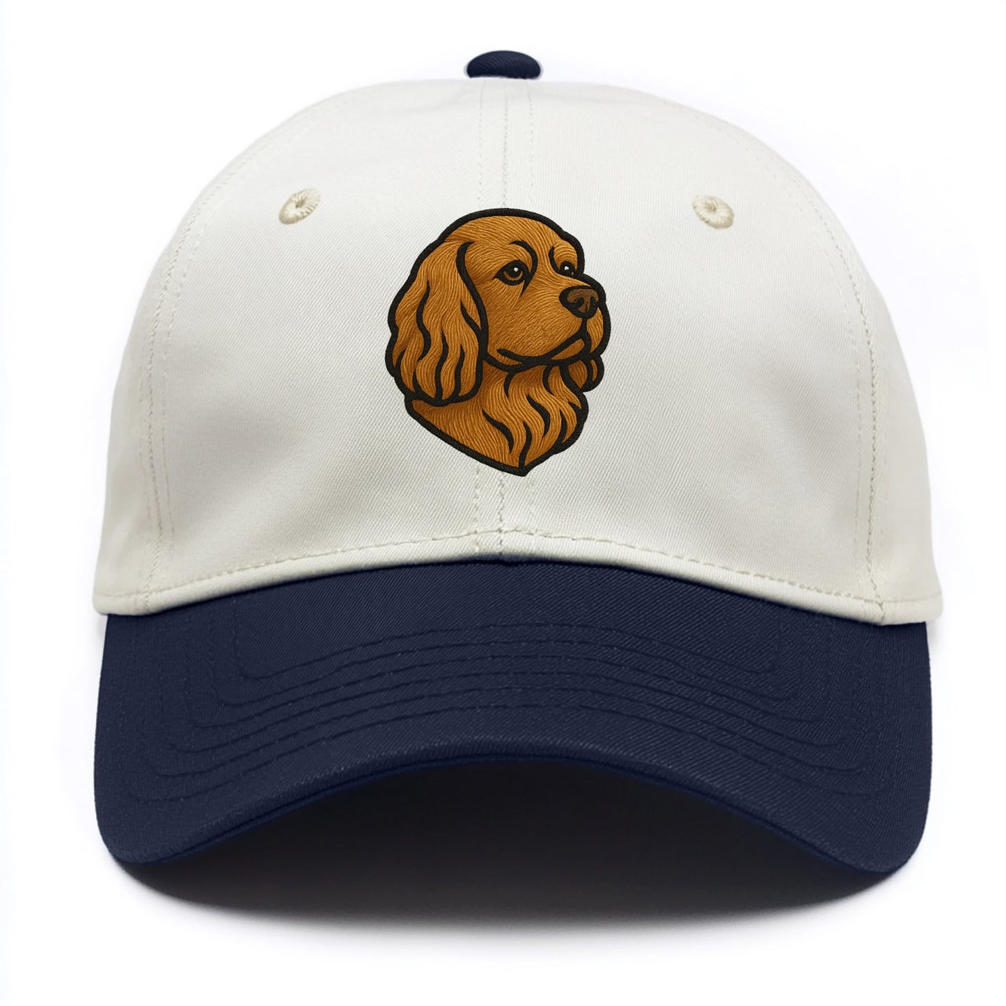 Sussex Spaniel - Golden liver embroidered low-set design - Two Tone Cap - Navy