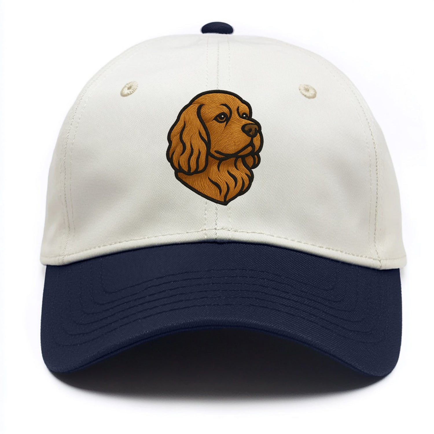 Sussex Spaniel - Golden liver embroidered low-set design - Two Tone Cap - Navy