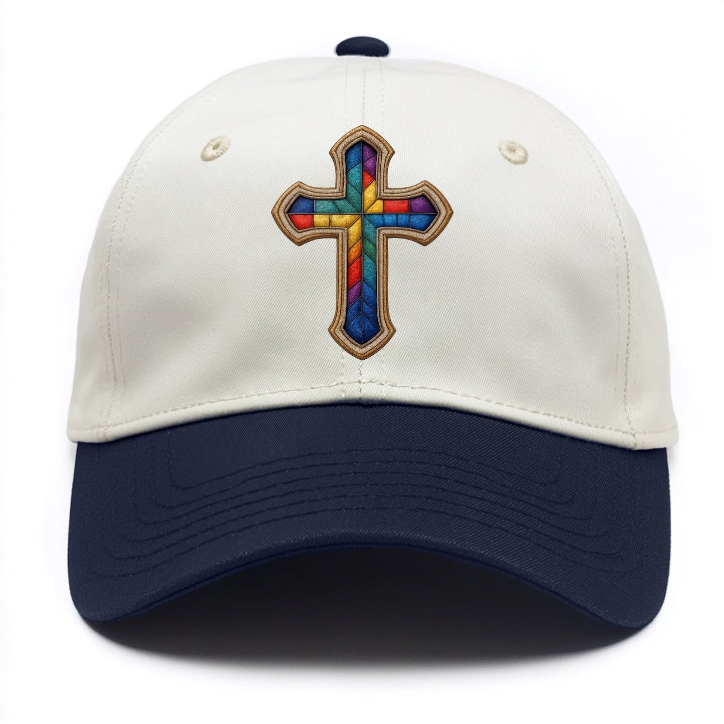 Stained Glass Cross  - Two Tone Cap - Navy