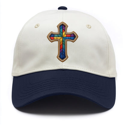 Stained Glass Cross  - Two Tone Cap - Navy