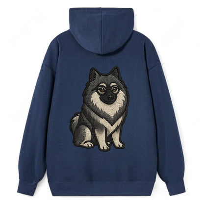 Keeshond - Gray and black spectacles embroidered design - Classic Pullover Hoodie - Navy