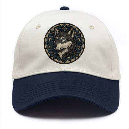 Mandala Wolf Pattern  - Two Tone Cap - Navy