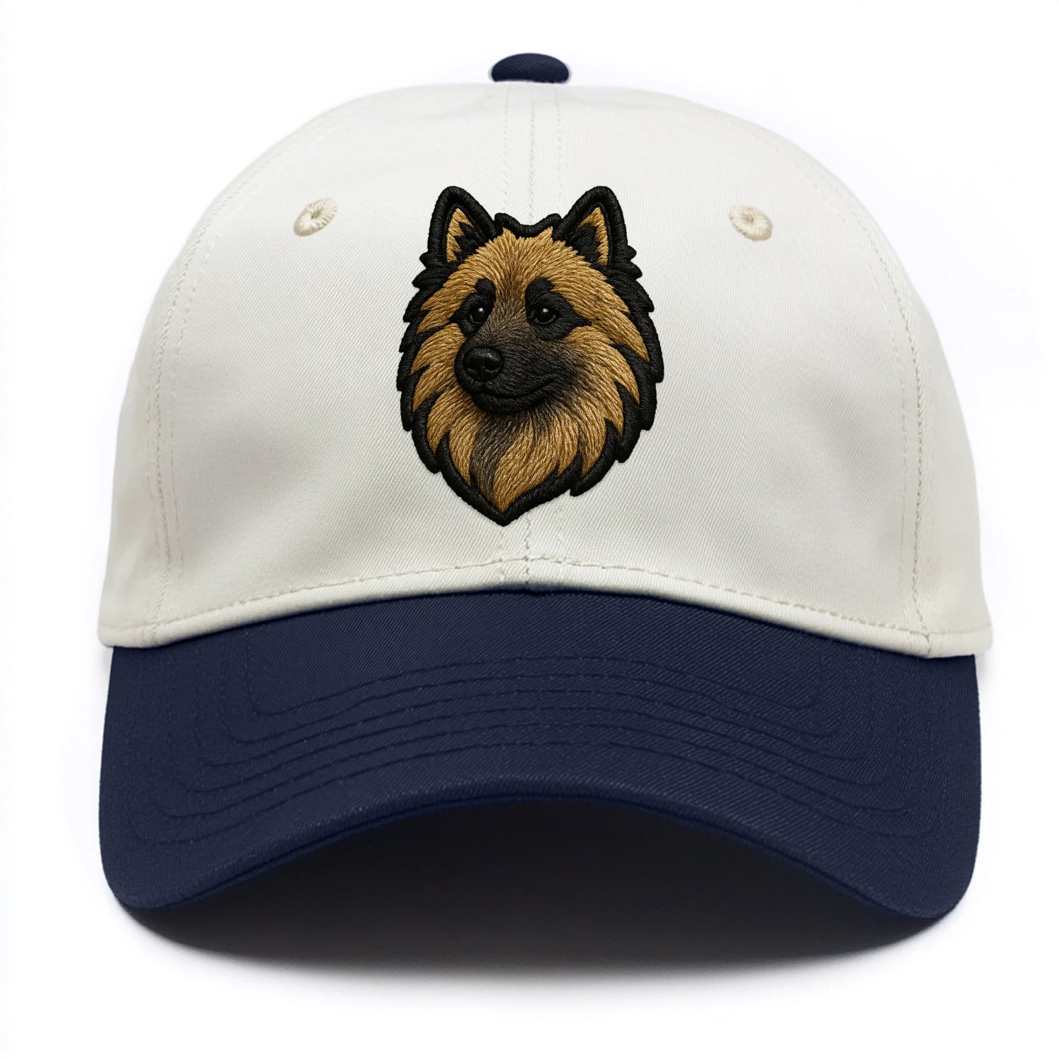 Keeshond - Contemporary spitz logo with - Two Tone Cap - Navy