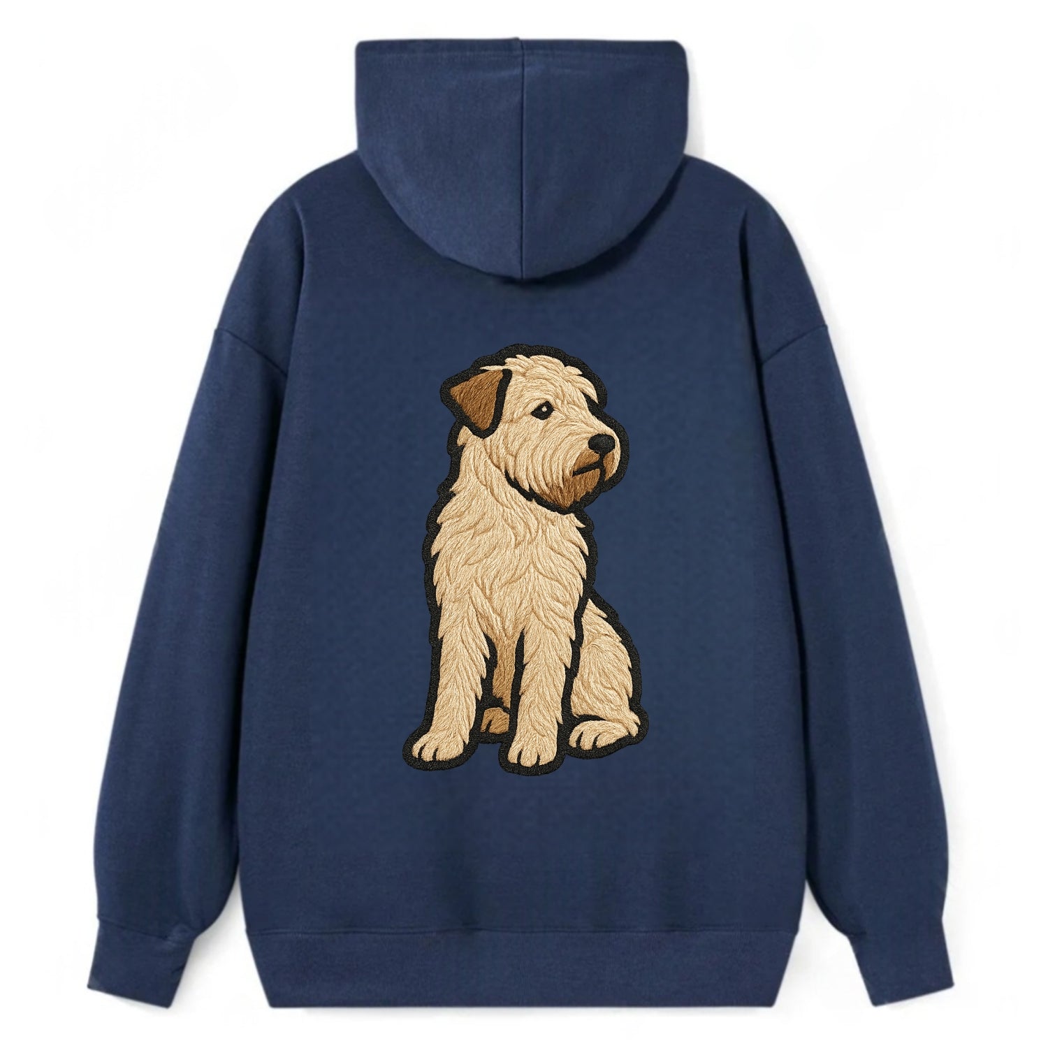 Soft Coated Wheaten Terrier - Light tan flowing coat embroidered pose - Classic Pullover Hoodie - Navy