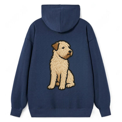 Soft Coated Wheaten Terrier - Light tan flowing coat embroidered pose - Classic Pullover Hoodie - Navy