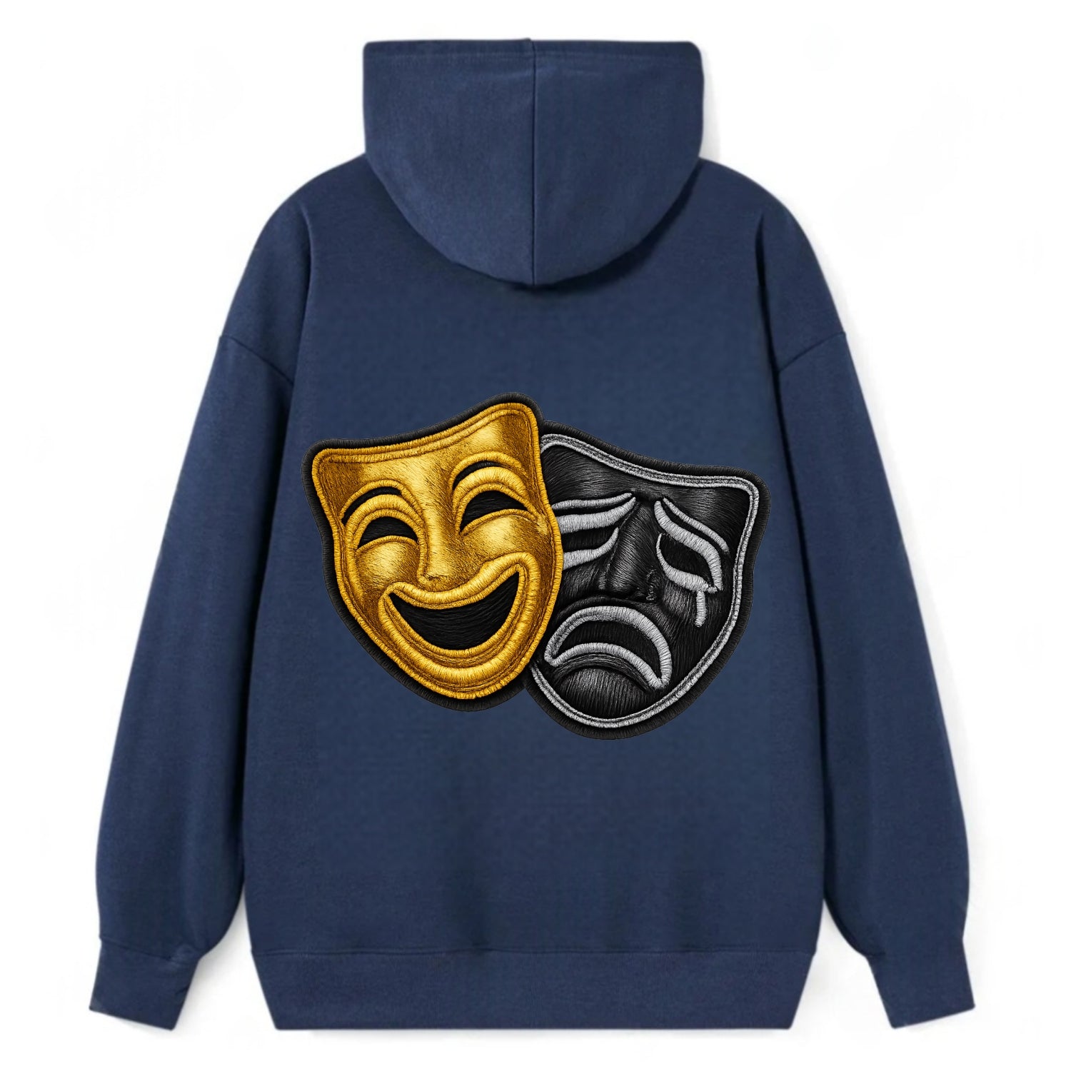 BROADWAY MASKS - comedy tragedy masks in gold and black , theater - Classic Pullover Hoodie - Navy