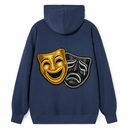 BROADWAY MASKS - comedy tragedy masks in gold and black , theater - Classic Pullover Hoodie - Navy