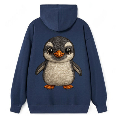 Baby Gentoo Penguin - orange beak, white cap, bright eyes, front-facing, - Classic Pullover Hoodie - Navy