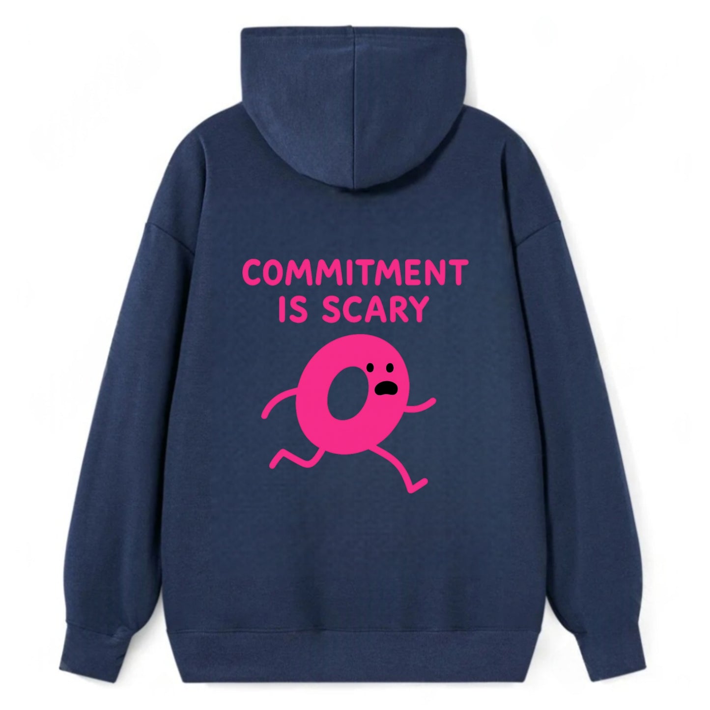 COMMITMENT IS SCARY | Terrified ring running away - Classic Pullover Hoodie - Navy