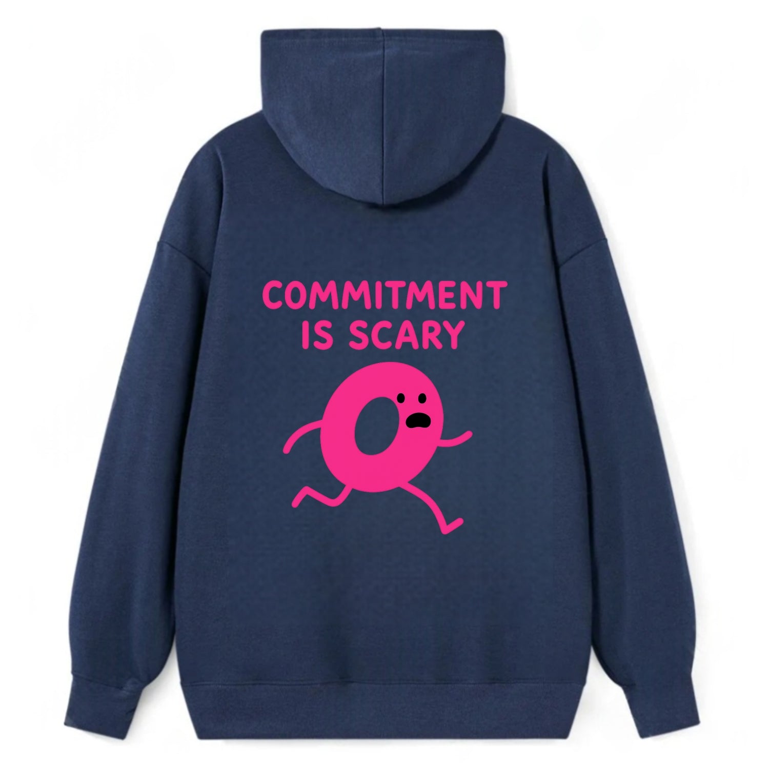 COMMITMENT IS SCARY | Terrified ring running away - Classic Pullover Hoodie - Navy