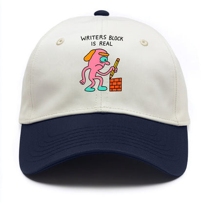 WRITERS BLOCK IS REAL | Brick wall with pencil - Two Tone Cap - Navy