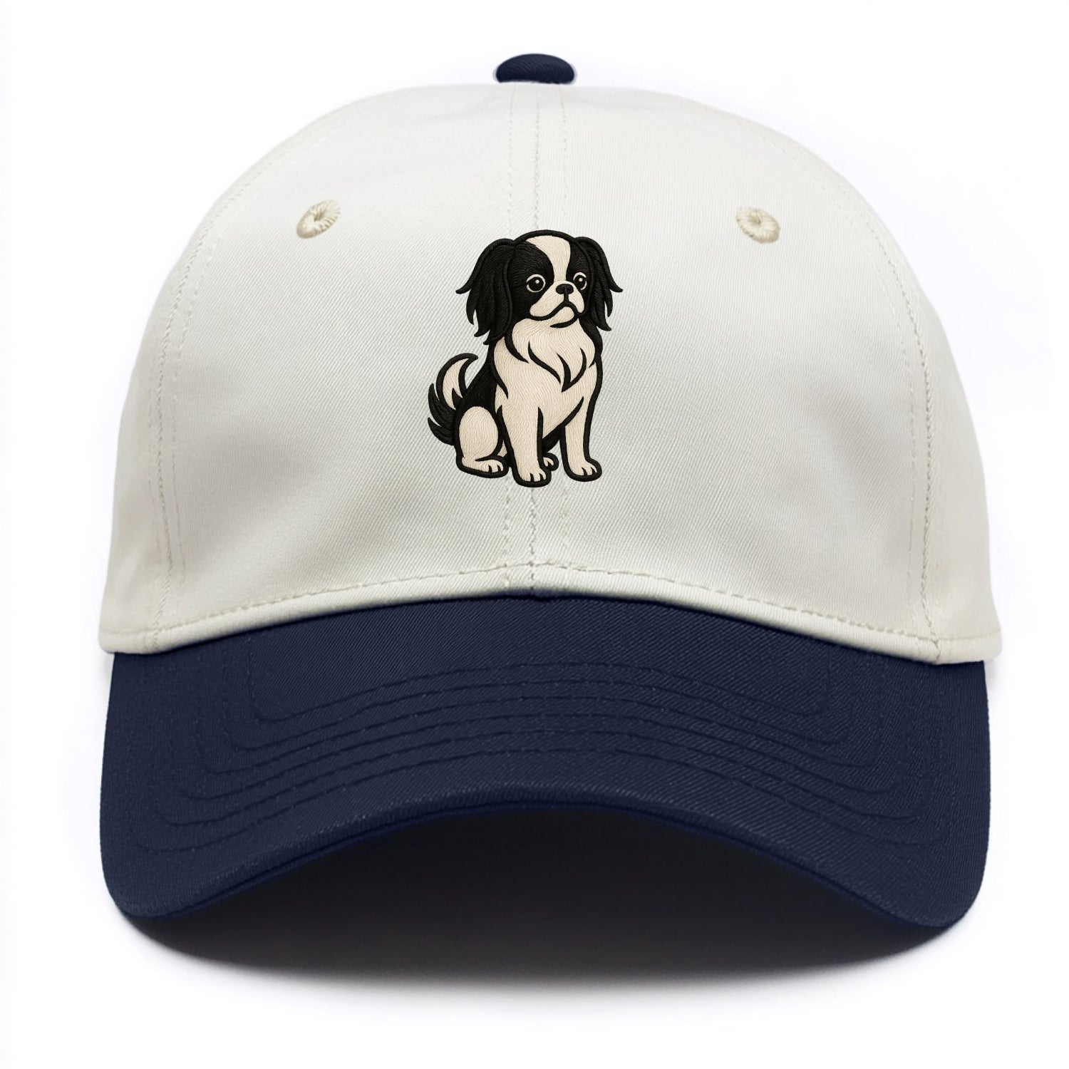 Japanese Chin - Black and white sitting Two Tone Cap - Navy
