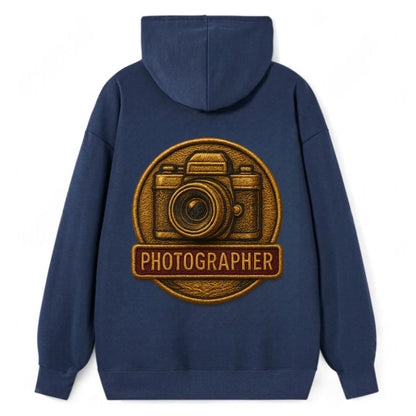 Camera with vintage lens - photographer badge - Classic Pullover Hoodie - Navy