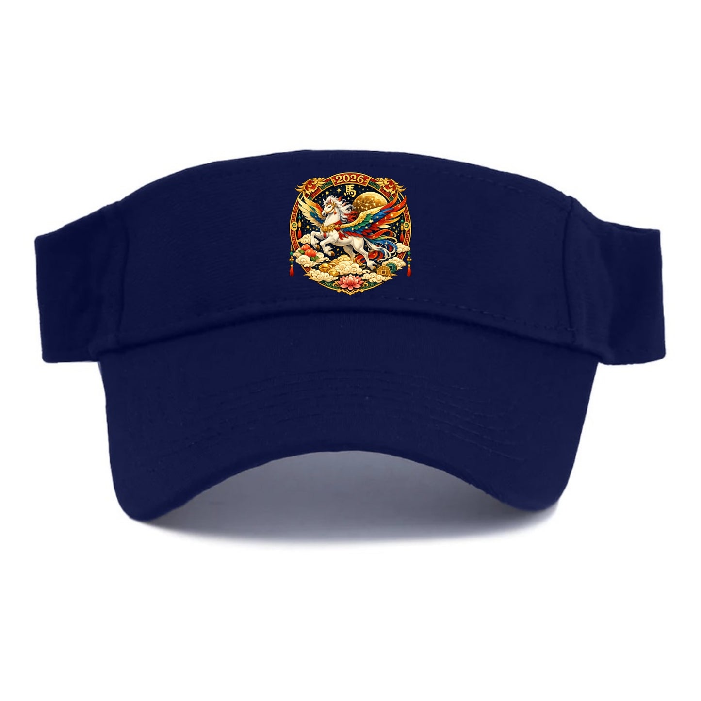 CELESTIAL HORSE | Heavenly horse among clouds and stars | Wings of flowing energy ribbons | - Visor - Navy