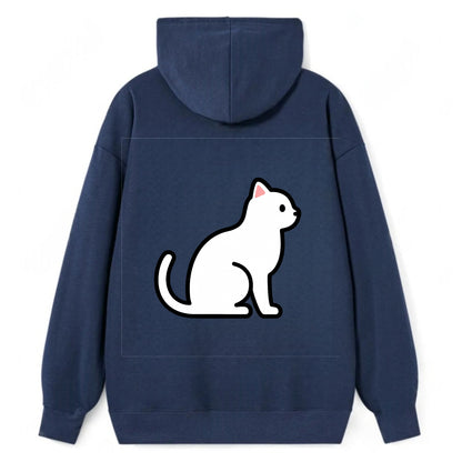 Domestic Shorthair - White classic flat side profile - Classic Pullover Hoodie - Navy