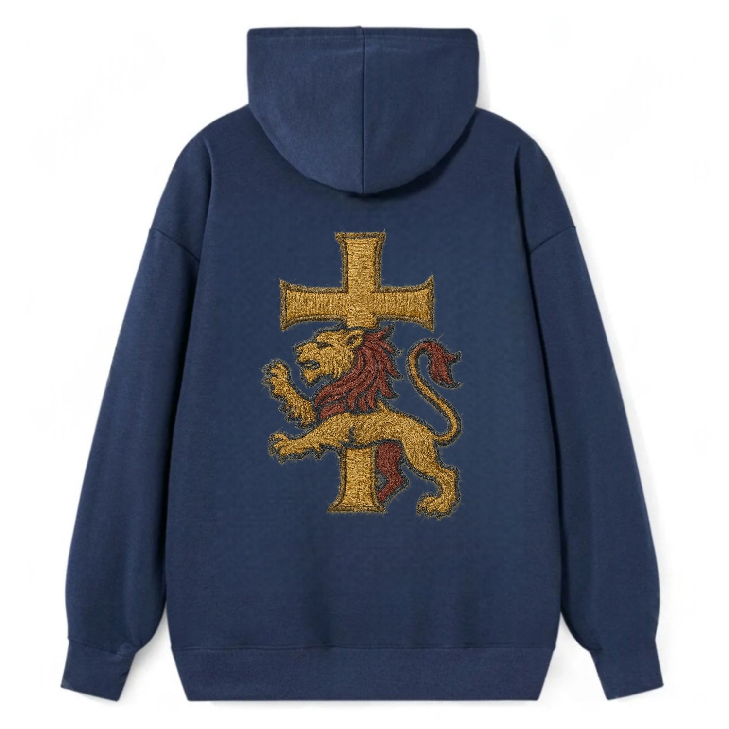 Lion and Cross  - Classic Pullover Hoodie - Navy