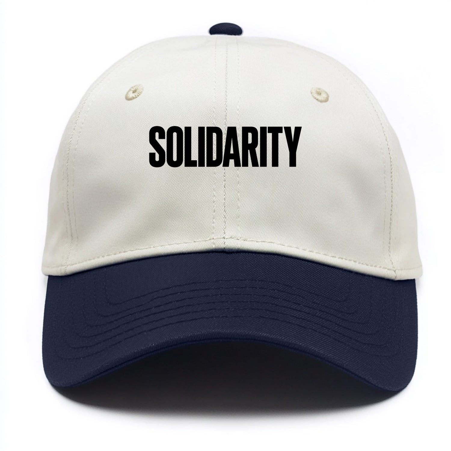 Bold typography design - "SOLIDARITY" - standing together, support - Two Tone Cap - Navy