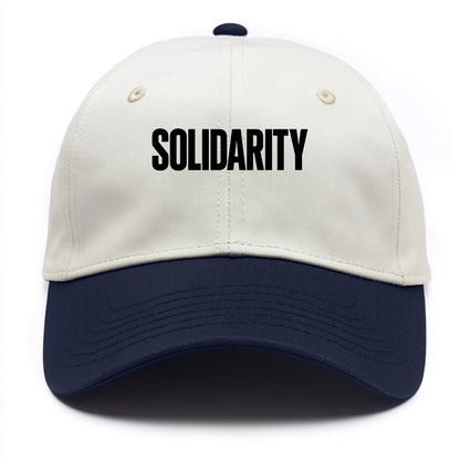 Bold typography design - "SOLIDARITY" - standing together, support - Two Tone Cap - Navy