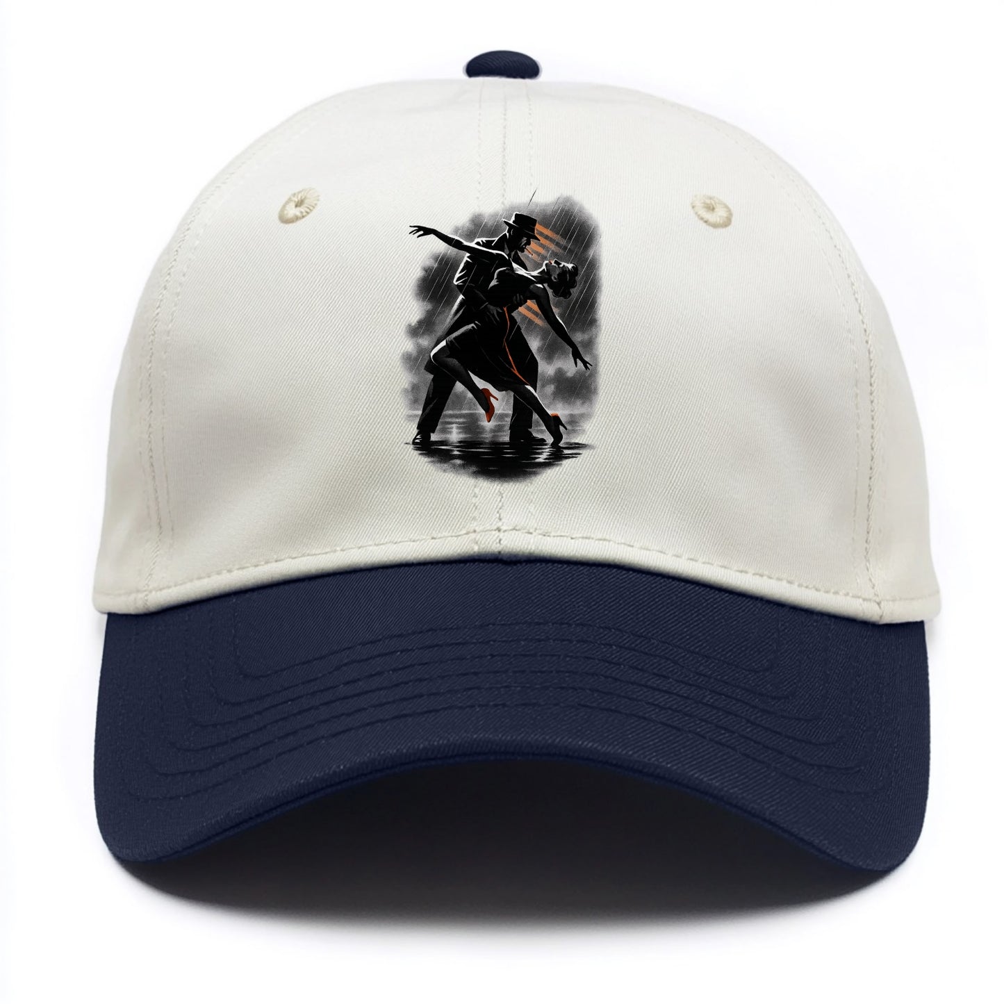 romantic dance pose with woman lifted in the air at lakeside - Two Tone Cap - Navy
