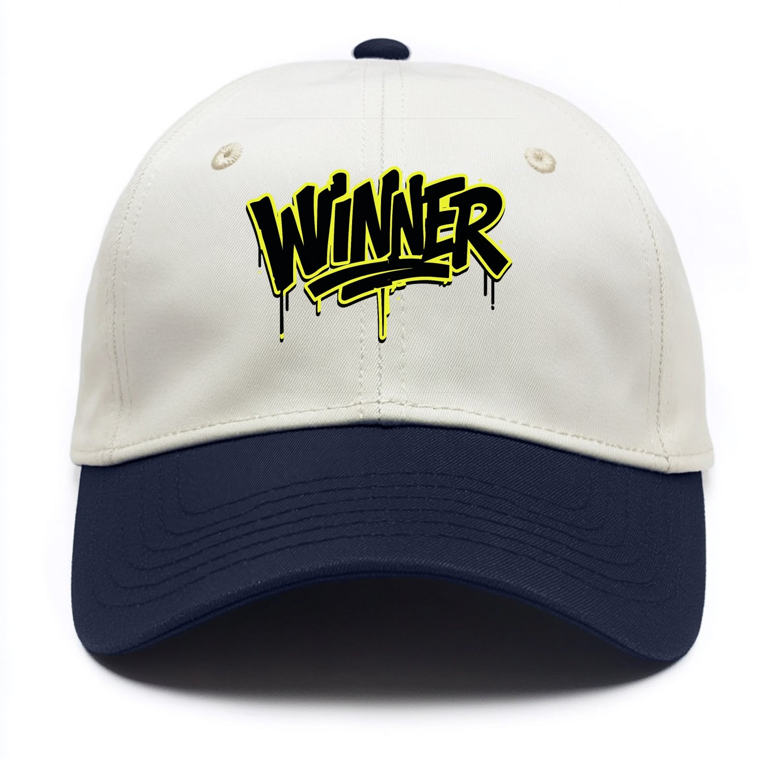 Bold typography design - "WINNER" - victorious mindset, champion - Two Tone Cap - Navy