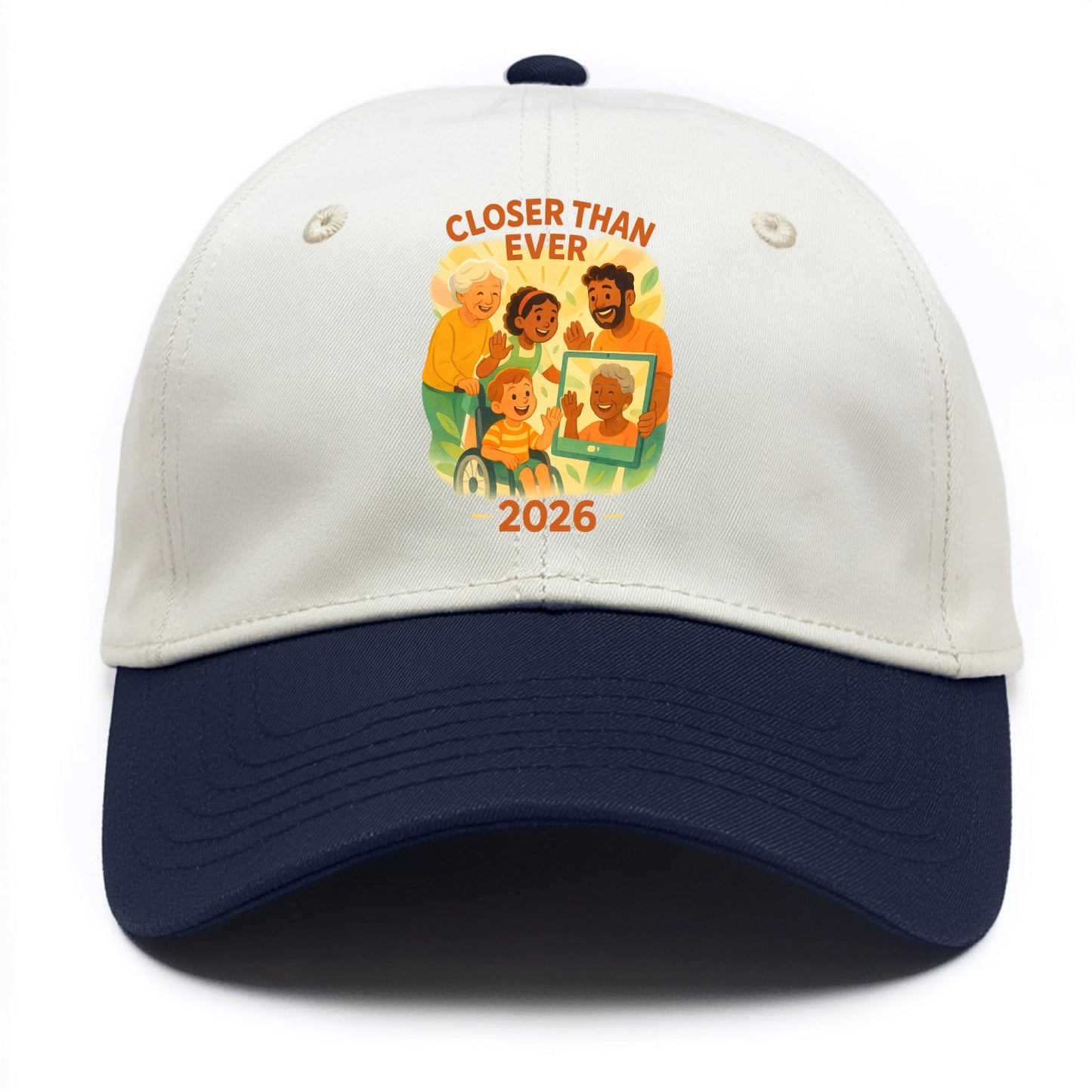 Technology bringing distant families together - "Closer Than Ever" - connection - Two Tone Cap - Navy