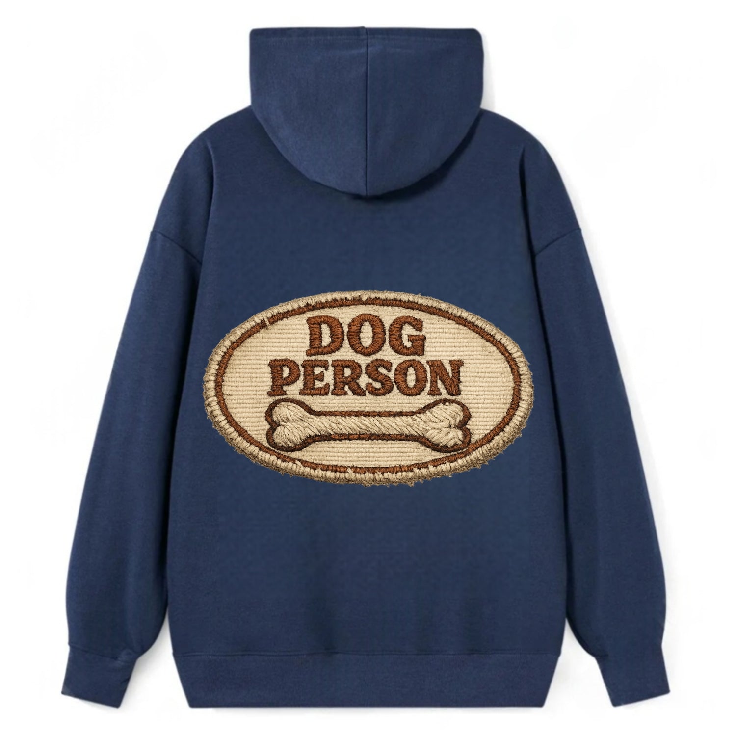 DOG PERSON - simple text with bone in brown , team dog - Classic Pullover Hoodie - Navy