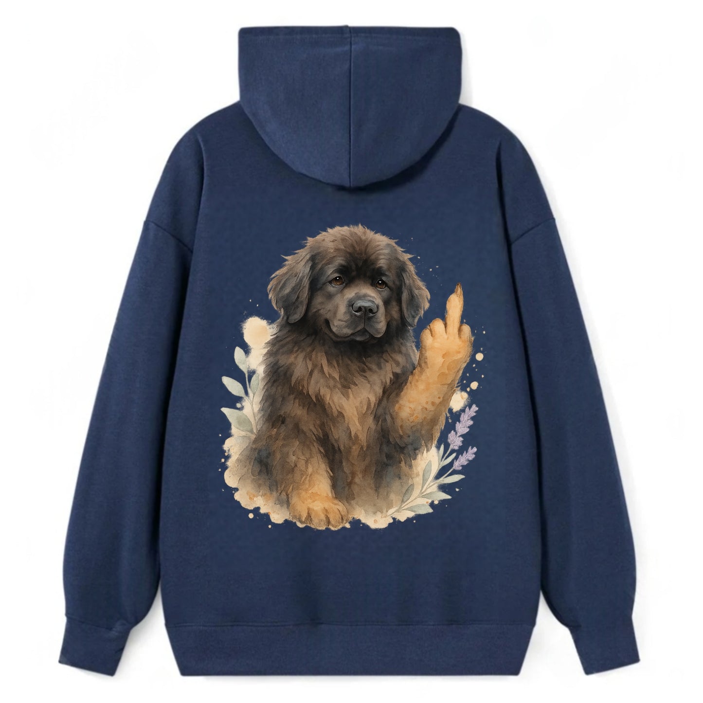 Newfoundland fluffy bear-like with webbed paws, massive gentle paw up - Classic Pullover Hoodie - Navy