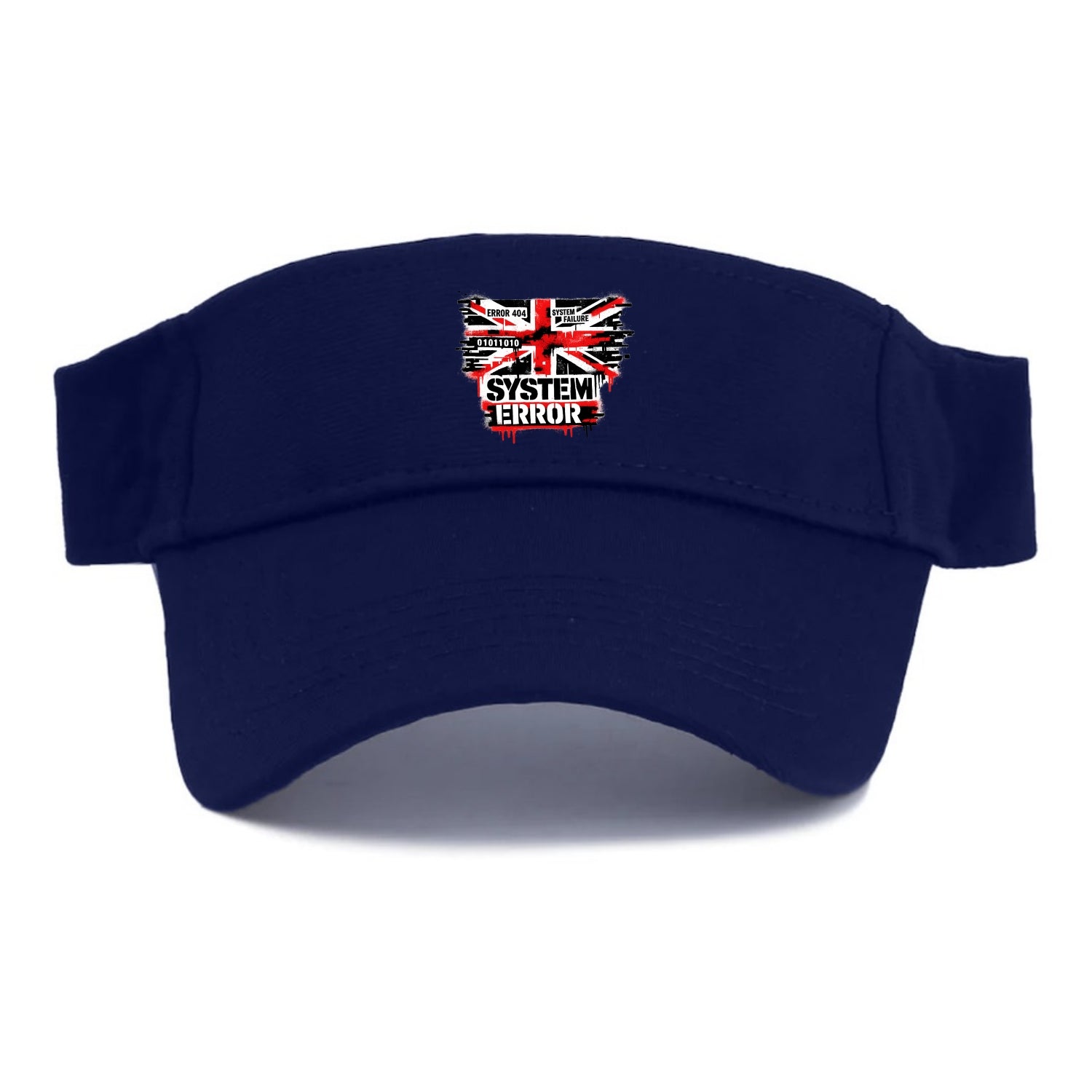 SYSTEM ERROR | Glitch Union Jack pattern | Digital corruption effect | Error code overlay | - Visor - Navy