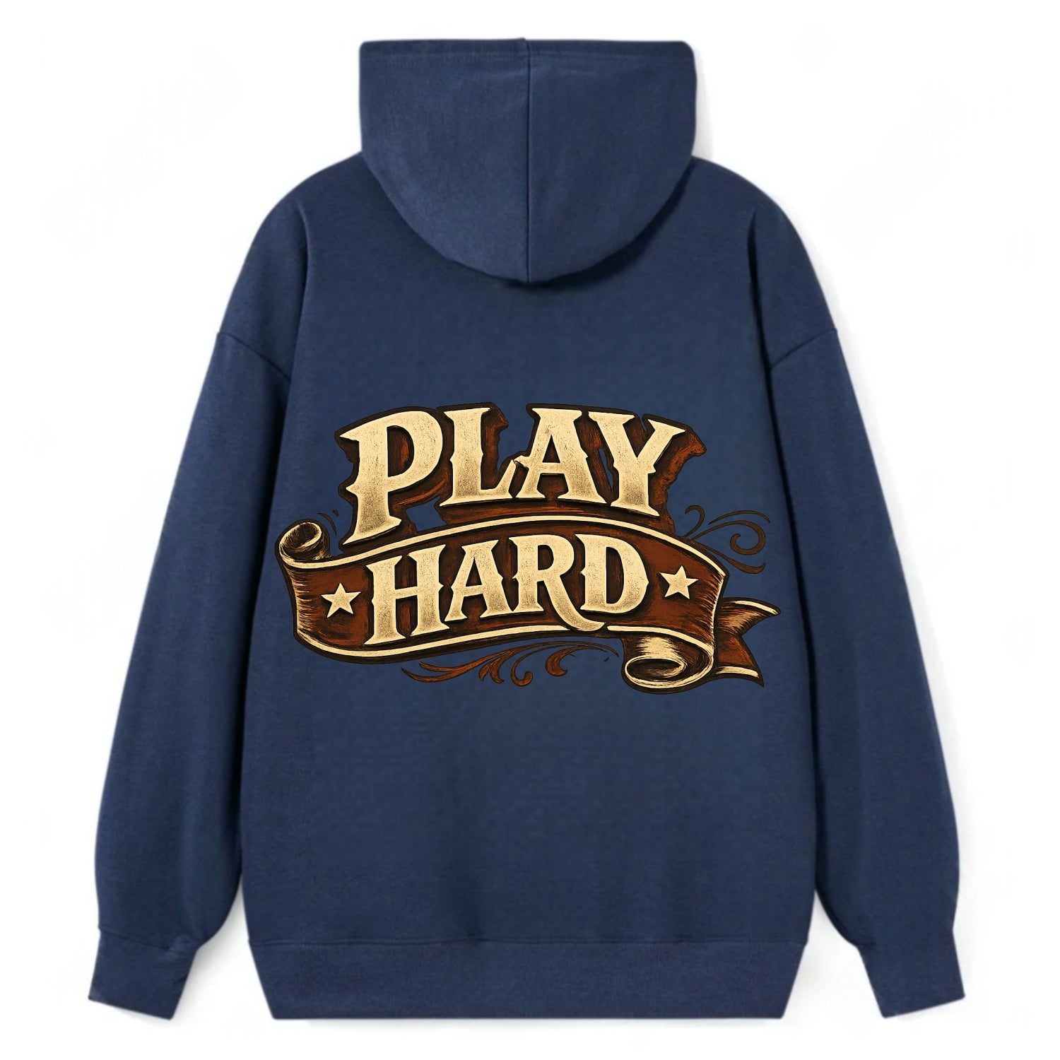 Bold typography design - "PLAY HARD" - giving your all, full effort - Classic Pullover Hoodie - Navy