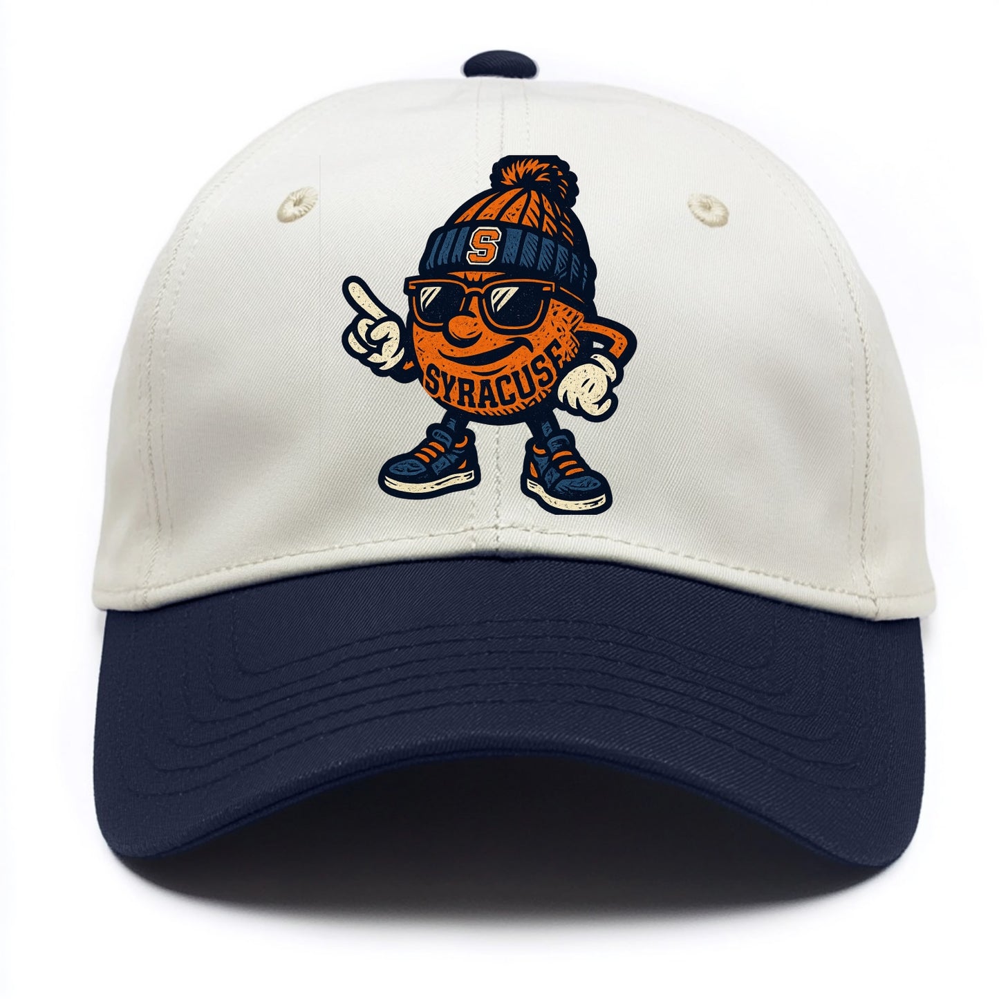 Syracuse Orange wearing Syracuse beanie with S patch - Two Tone Cap - Navy