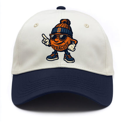 Syracuse Orange wearing Syracuse beanie with S patch - Two Tone Cap - Navy
