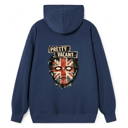 PRETTY VACANT | Blank stare Union Jack face | Empty expression | Punk - Classic Pullover Hoodie - Navy
