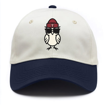 Philadelphia Owl wearing Temple beanie with T patch - Two Tone Cap - Navy